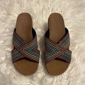 Sketchers Luxe Foam Rainbow Wedge Sandals Size 7